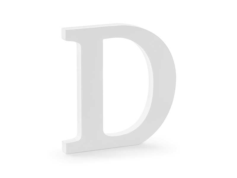 Litery na wesele Drewniana litera D, biały, 19,5x20cm