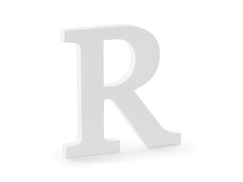 Litery na wesele Drewniana litera R, biały, 19,5x20cm