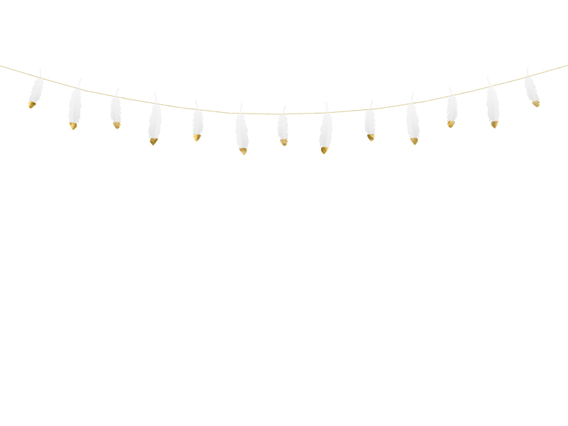 Dekoracje weselne Girlanda Piórka, biały, 1,6m