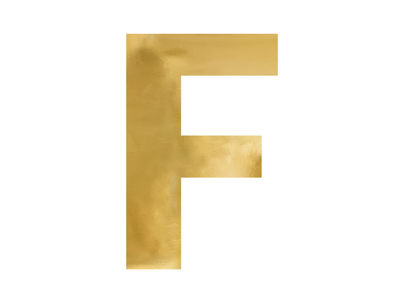 Dekoracje ślubne Litera lustrzana ''F'', złoty, 40x60 cm