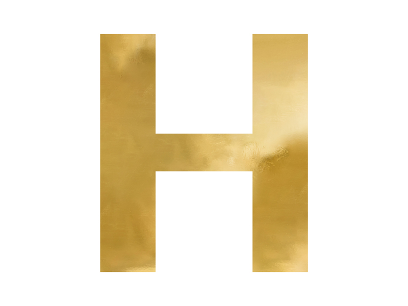 Dekoracje ślubne Litera lustrzana ''H'', złoty, 53x60 cm