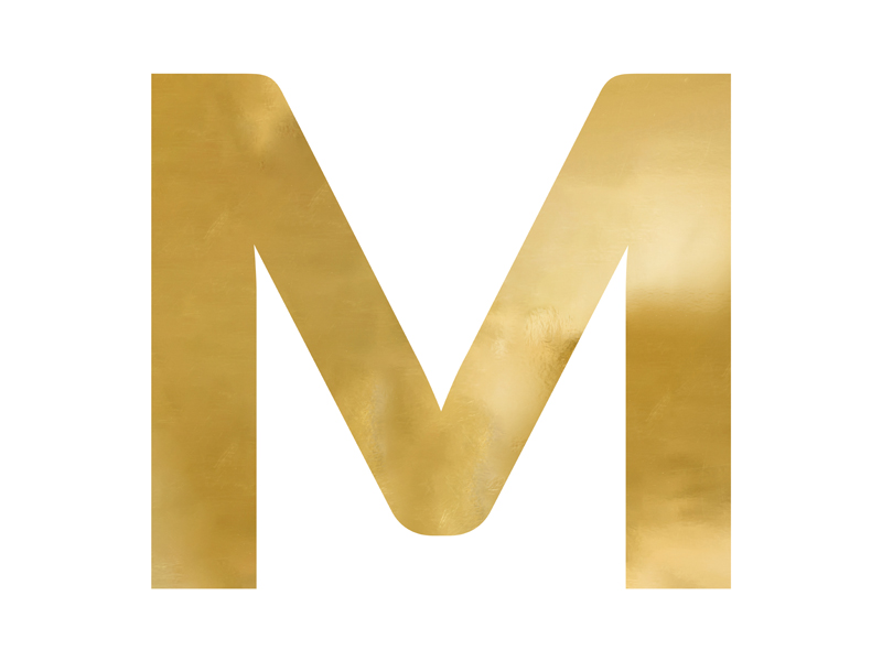 Dekoracje ślubne Litera lustrzana ''M'', złoty, 68x60 cm