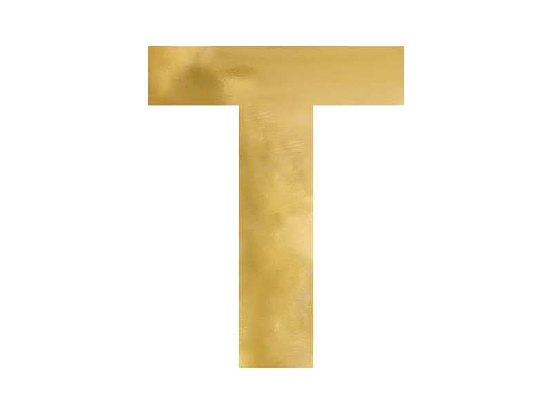 Dekoracje ślubne Litera lustrzana ''T'', złoty, 48x60 cm