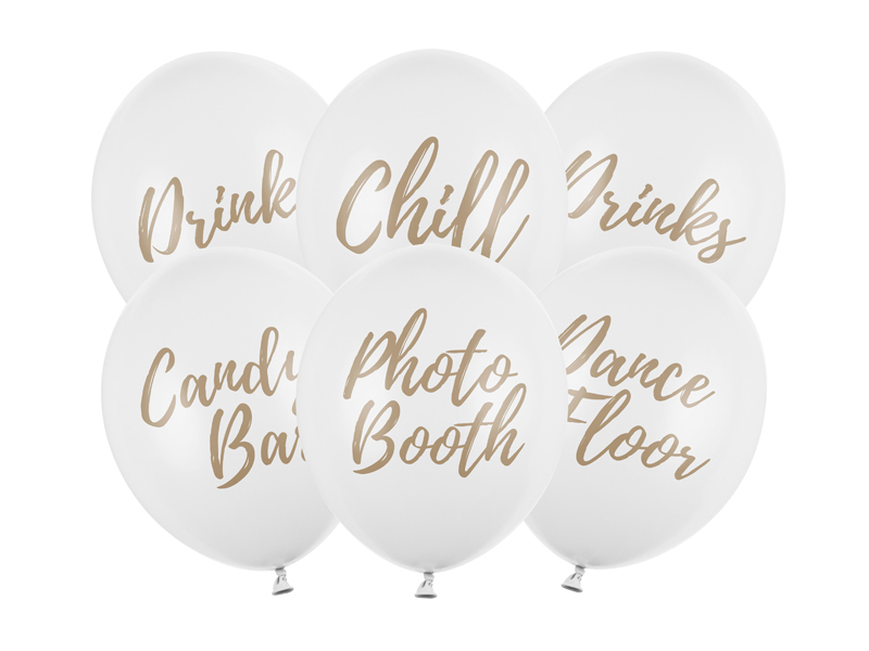Balony na wesele Balony 30cm, Candy Bar, Chill, Dance Floor, Drinks, Photo Booth, Pastel Pure White