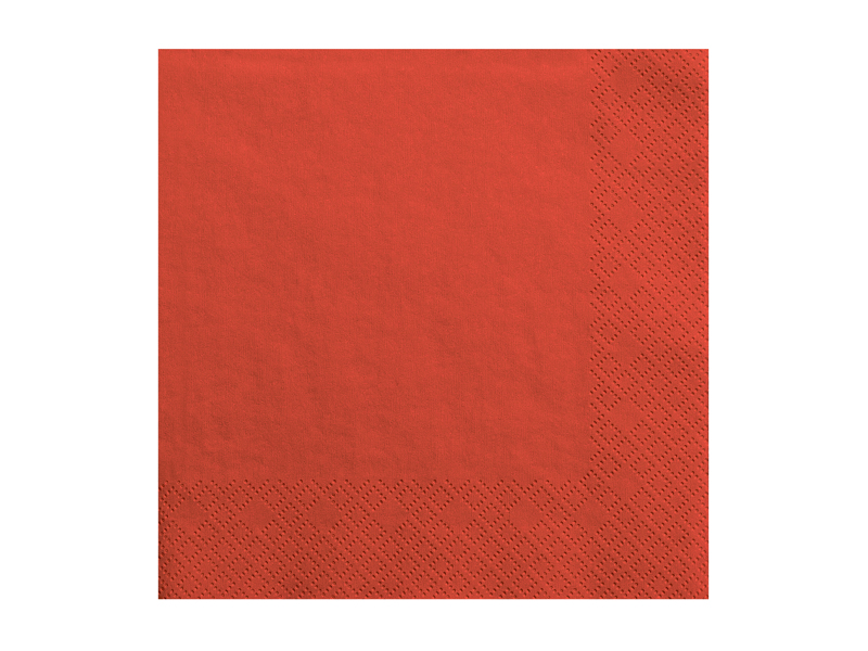 Dekoracje na walentynki Serwetki trójwarstwowe, czerwony, 33x33cm (1 op. / 20 szt.)