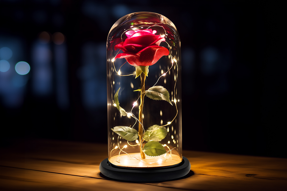 Prezenty Wieczna Róża w szkle + GRATISY - LED Świecąca - Prezent na Dzień Kobiet, Walentynki, Urodziny, Rocznicę - Sprawdzona